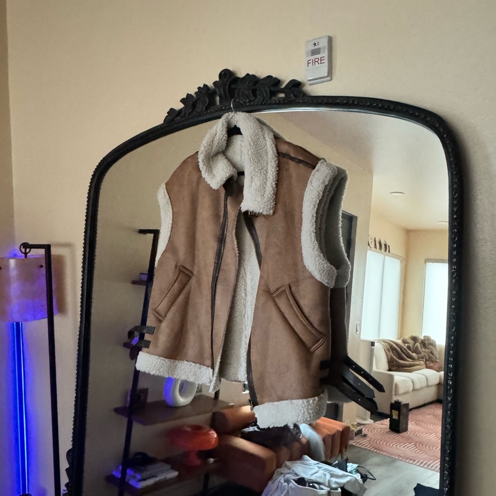 Brown and Cream Shearling Vest
